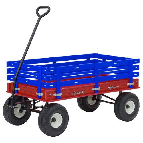 22″ x 40″ (Red) 520 Speedway Express POLY Garden Wagon w/ Side Racks 1000 #