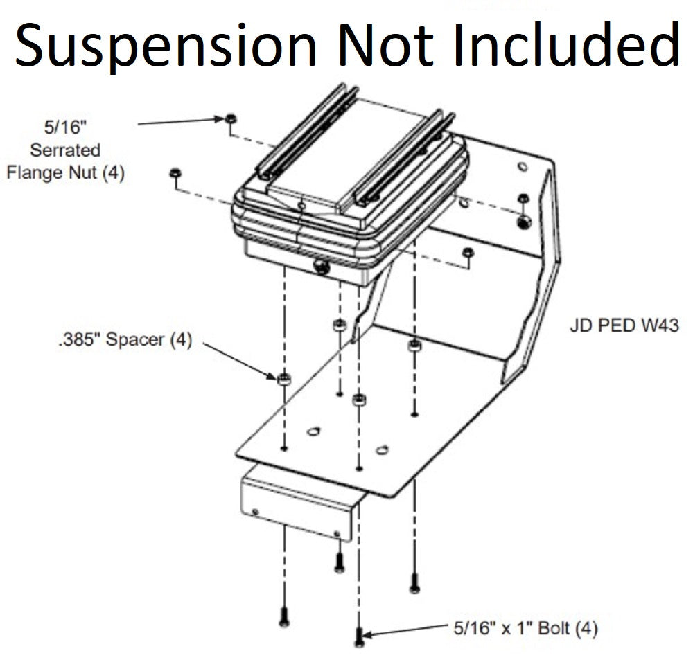 Narrow Seat Well Adapter Base Plate for John Deere