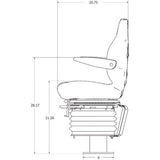 Tractor / Backhoe Seat w/ Mechanical Suspension & Pedestal