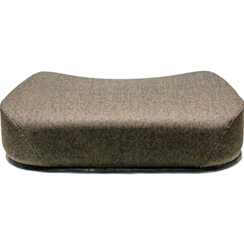 Brown fabric personal posture seat cushion with high-density foam for John Deere mechanical suspension seats.