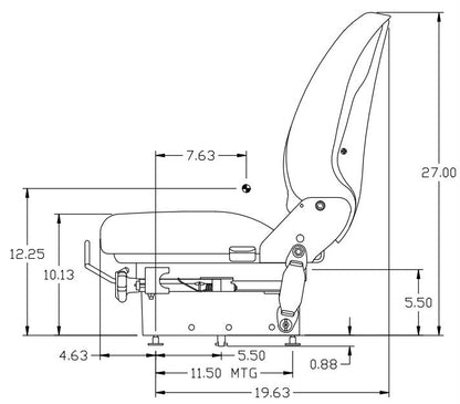 Heavy Duty Tractor Excavator Back Hoe Loader Seat w/ Suspension
