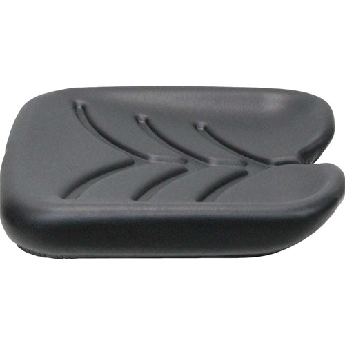 Black contoured vinyl seat cushion for Promek and pilot seats with a textured, durable design for industrial equipment.
