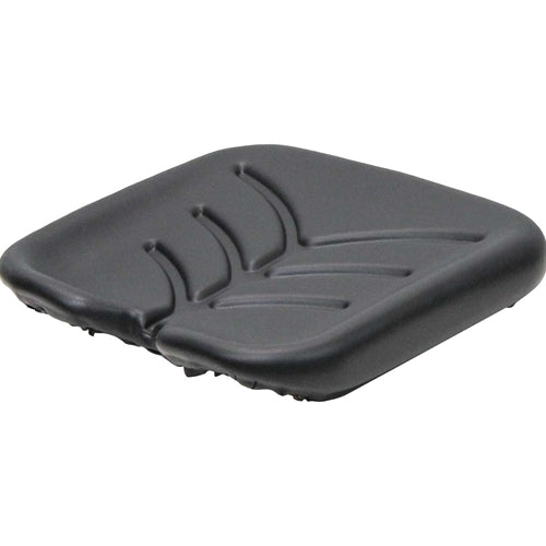 Black contoured vinyl seat cushion for Promek and pilot seats with a vacuum-formed, durable design.