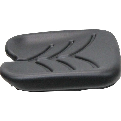 Black contoured vinyl seat cushion for Promek and Pilot seats with a durable, vacuum-formed ribbed design.