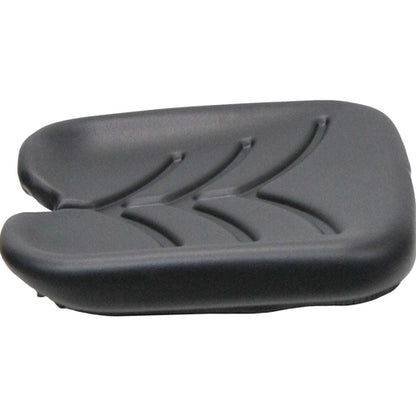 Black contoured vinyl seat cushion for Promek and Pilot seats with a durable, vacuum-formed ribbed design.