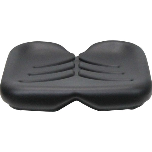 Black contoured vinyl seat cushion for Promek and pilot seats with a durable, vacuum-formed design.
