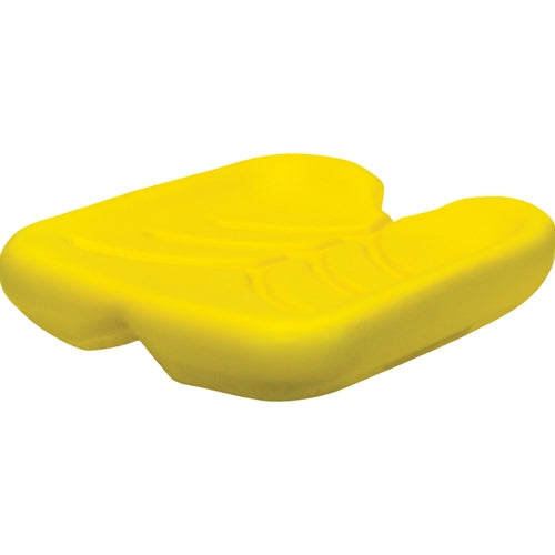Contoured yellow vinyl seat cushion for Promek and pilot seats with a durable, waterproof, vacuum-formed design.