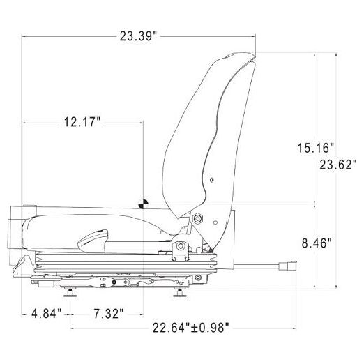 12v Low Back Tractor Zero Turn Seat w/ Air Suspension