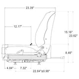 12v Low Back Tractor Zero Turn Seat w/ Air Suspension