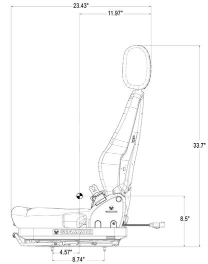 Excavator High Back Seat w/ Suspension