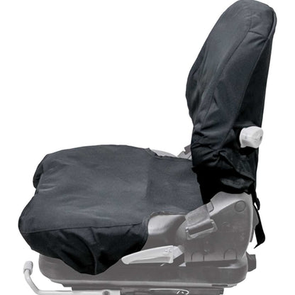 Durable black Endura fabric seat cover for Grammer 18.5-inch wide seats, featuring a form-fitting two-piece design.