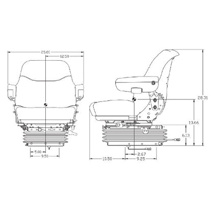 12v Tractor Seat for CIH / Ford w/ Air Suspension