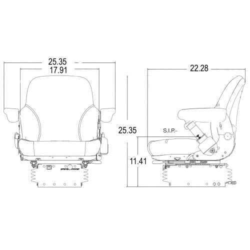 12v Mid Back Tractor Seat for Kubota / Cat