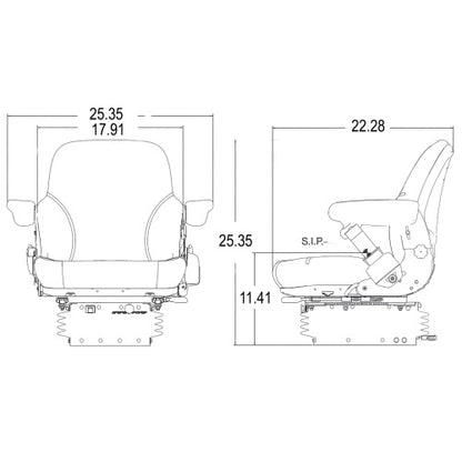 12v Mid Back Tractor Seat for Kubota / Cat