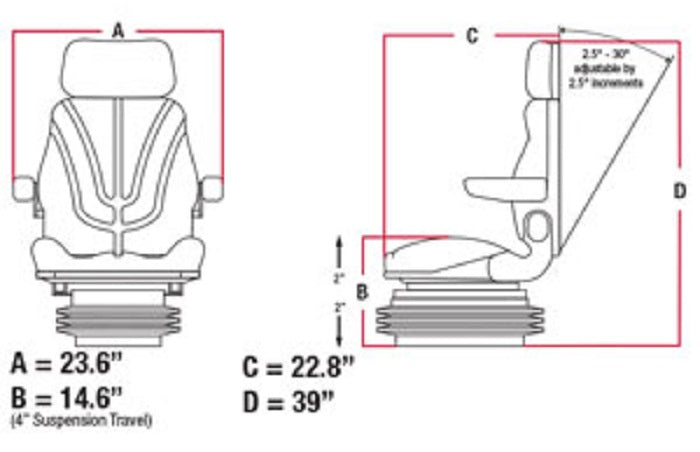 12v Air Suspension Seat for Tractor Excavator Loader