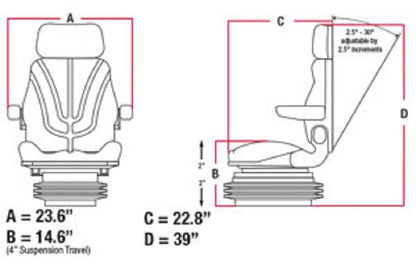 12v Air Suspension Seat for Tractor Excavator Loader