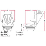 12v Low Profile Air Suspension Seat for Tractor Excavator Loader