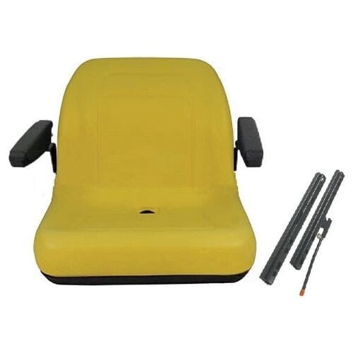 Skid Loader Compact Lawn Mower Garden Tractor Seat w/ Arm Rests Tractor Seat A Yellow 