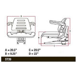 Mahindra Tractor Seat w/ Slide Tracks / Arm Rests