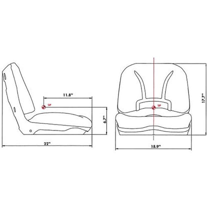 Compact Excavator Tractor Loader Mower Gator High Back Seat