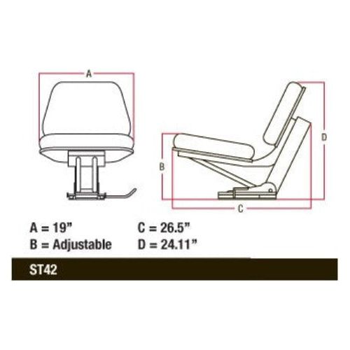 Loader Tractor Seat Assembly w/ Suspension