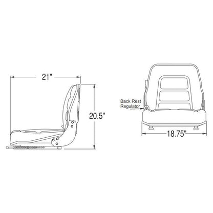 Back Suspension Fork Lift Seat w/ Slide Tracks