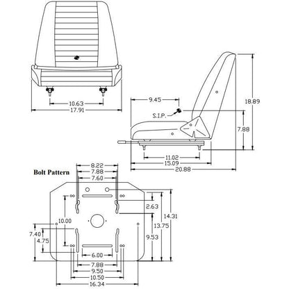 Steel Pan Fork Lift Skid Steer Garden Tractor Seat