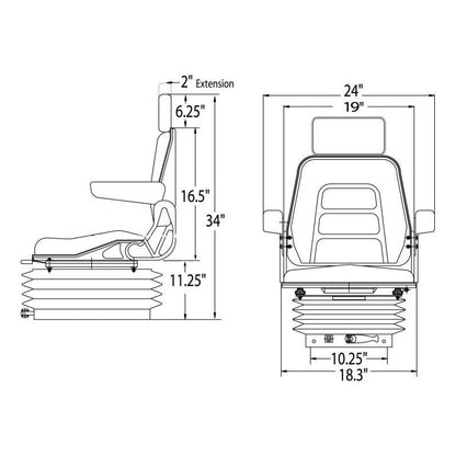 High Back Seat w/ Swivel & Mechanical Suspension