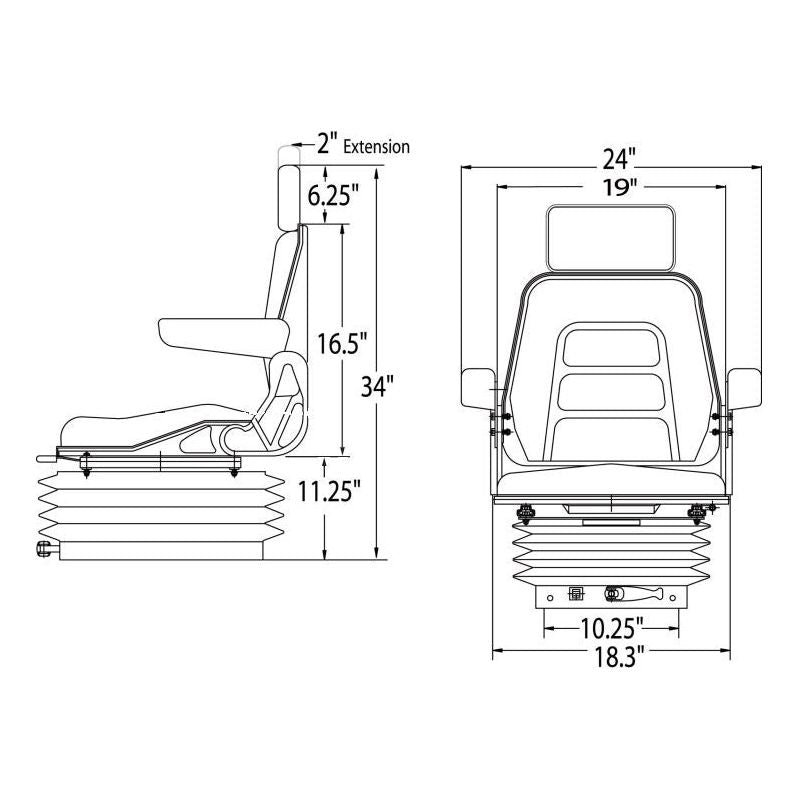 High Back Seat w/ Swivel & Mechanical Suspension