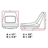 Skid Loader Compact Lawn Mower Garden Tractor Seat w/ Slide Track