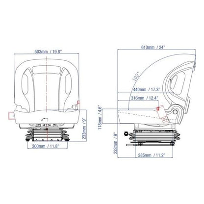 High-Pro Industrial High Back Seat w/ Suspension