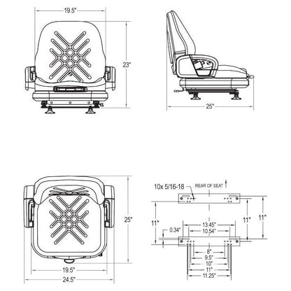 Premium Suspension Forklift Seat w / Armrest