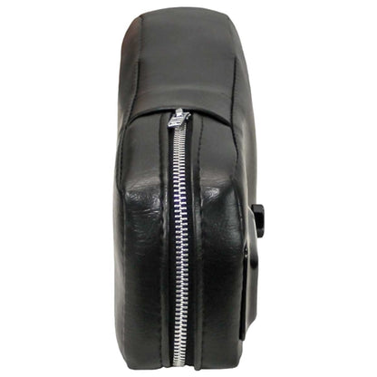 Black vinyl tractor seat armrest cushion with 2-inch thick foam, steel core, and a durable side zipper closure.