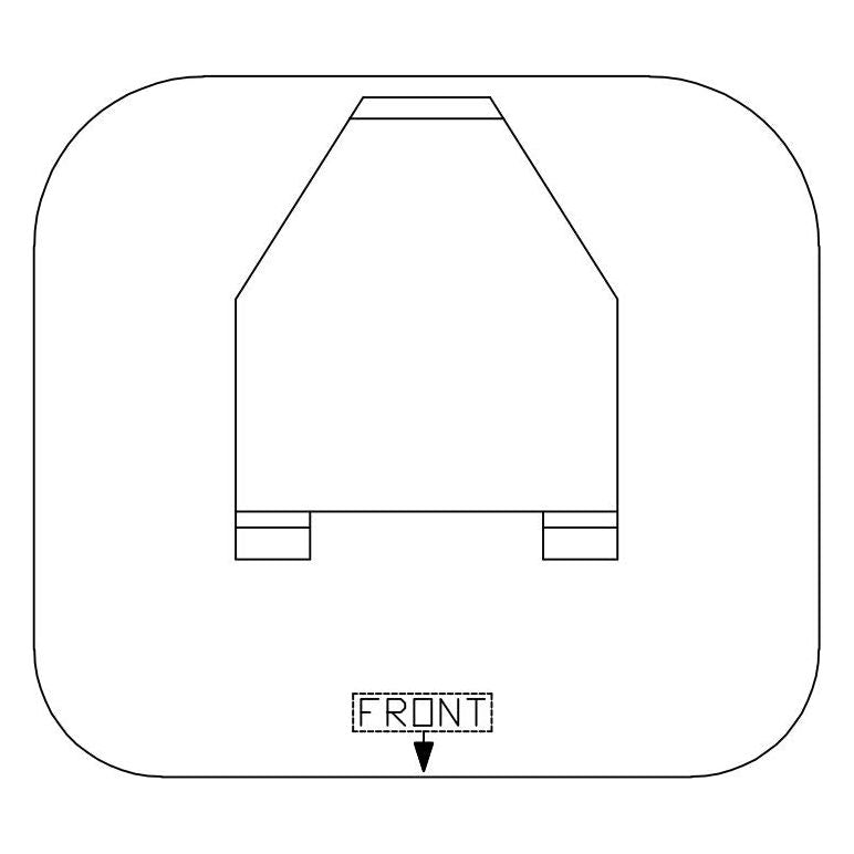 Line drawing of an Allis Chalmers tractor seat assembly showing top-down view with a front orientation indicator.