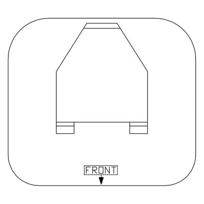 Line drawing of an Allis Chalmers tractor seat assembly showing top-down view with a front orientation indicator.