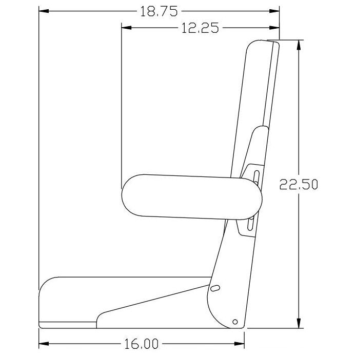 Technical line drawing of a Comfort Classic tractor seat with dimensions, adjustable armrests, and contoured backrest.