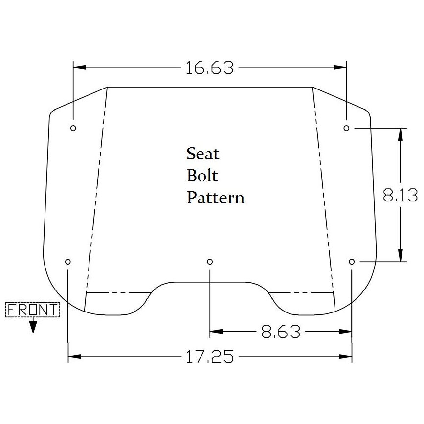 Technical diagram showing the bolt pattern dimensions for an Allis Chalmers tractor seat assembly.