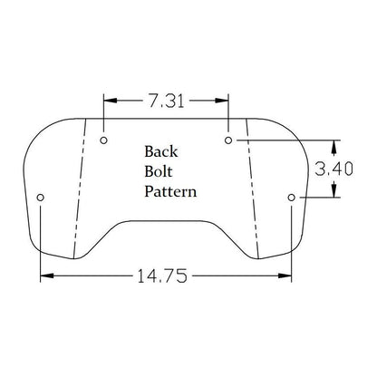 Technical diagram showing the back bolt pattern dimensions for an Allis Chalmers tractor seat assembly.