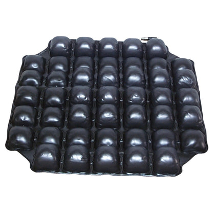 Black 19-inch square Air Hawk air-cell seat cushion with an adjustable inflation valve for pressure relief.