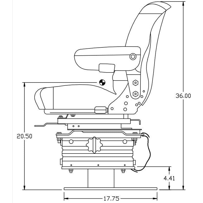 12v Heavy Duty Backhoe / Loader Seat w/ Pedestal & Air Suspension