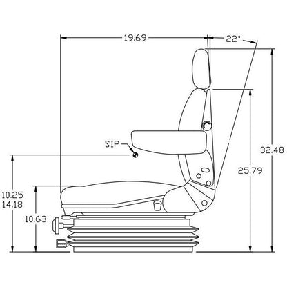 High Back Mechanical Suspension Seat w/ Swivel by Pilot