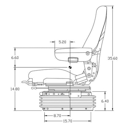24v Heavy Duty Excavator / Dump Truck Seat w/ Air Suspension