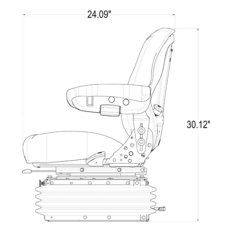 24v Heavy Duty Excavator / Dump Truck Seat w/ Air Suspension