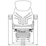 12v Heavy Duty Tractor Excavator Backhoe Loader Seat w/ Air Suspension