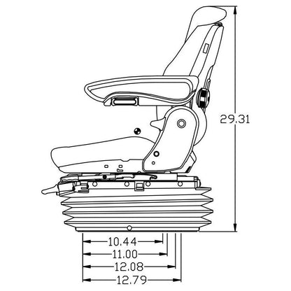 12v Heavy Duty Tractor Excavator Backhoe Loader Seat w/ Air Suspension