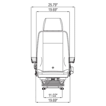 24v Heavy Duty Excavator / Dump Truck / Loader Seat w/ Air Suspension