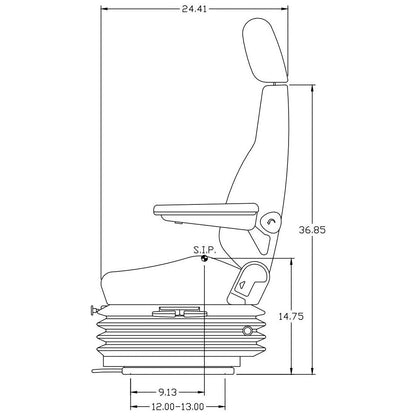 Heavy Duty Excavator / Dump Truck Seat w/ Suspension