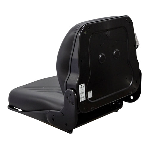 Grammer black vinyl excavator seat with integrated backrest suspension system for compact equipment.
