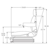 12v High Back Tractor Seat w/ Air Suspension