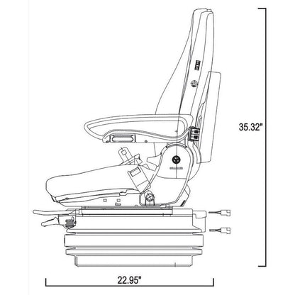 24v Excavator / Dump Truck / Tractor Seat w/ Air Suspension